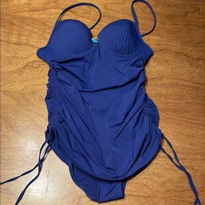 Assets By Spanx Blue One Piece Swimsuit with Adjustable Fit
